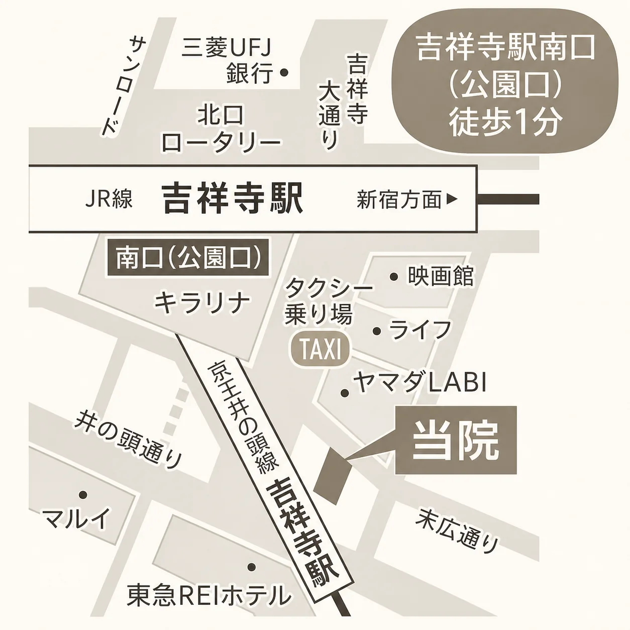 吉祥寺おおさき内科・脳神経内科へのアクセスマップ