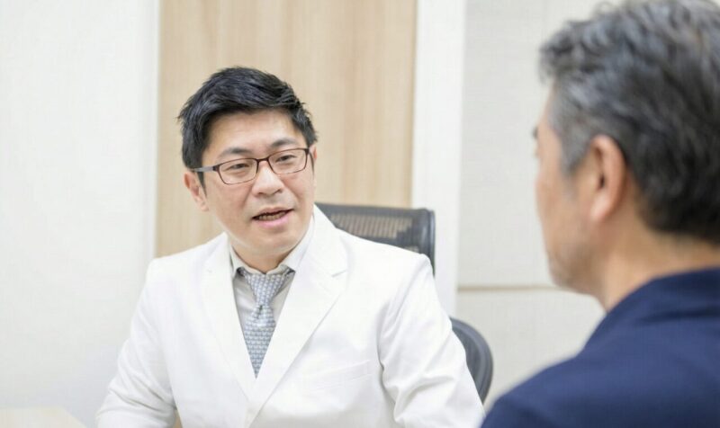 院長がドック利用者さんと話しているイメージ